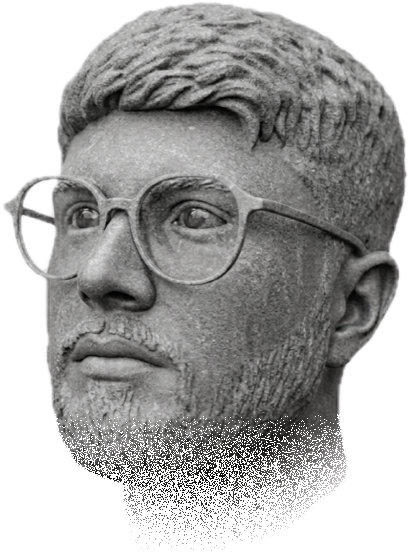 A stone bust of Arshan Khatri, being carved